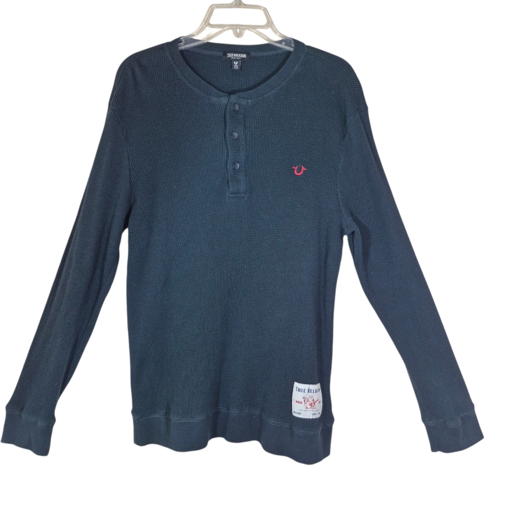 Men's True Religion LogoThermal Henley T Shirt